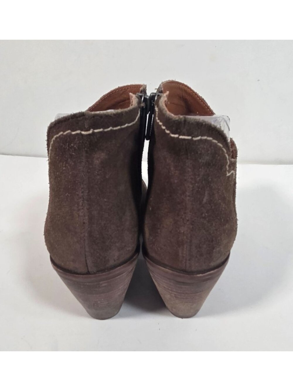 Lucky Brand Brown Suede Wedge Ankle Booties Side Zip Boho Western 8 - Picture 5 of 10